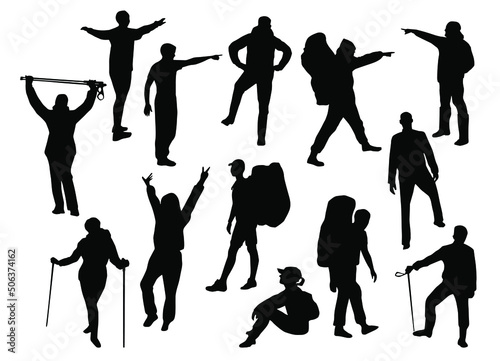 Tourists silhouettes of people