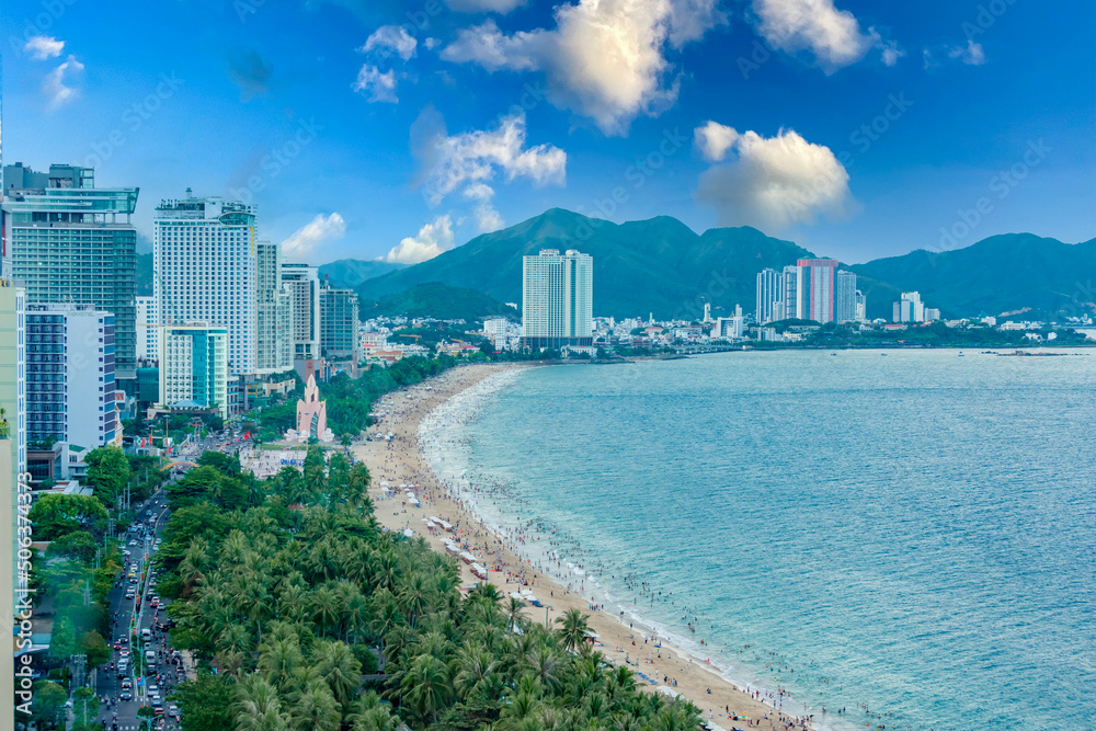 Obraz premium Aerial view of Nha Trang beach in Viet Nam holiday