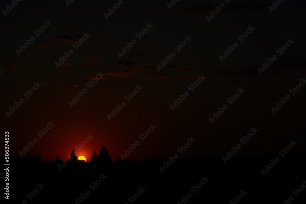 Sunrise. beautiful sunrise in May 2022, Bucharest, Romania.