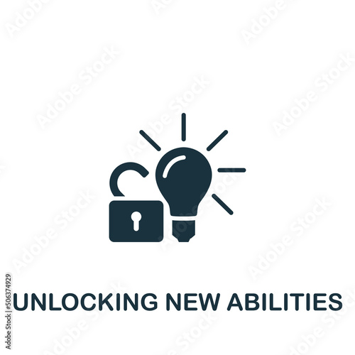 Unlocking New Abilities icon. Monochrome simple Personality icon for templates, web design and infographics