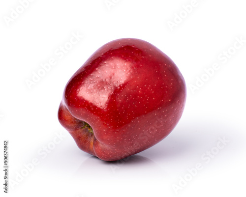 Closeup red ripe washington apple fruit isolated on white background with clipping path. 