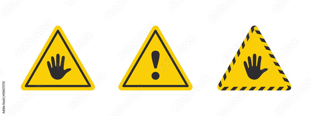 Warning icons. Caution sign explosives liquids or materials. Caution icons set. Vector icons Warning icons. Caution sign explosives liquids or materials. Caution icons set. Vector icons