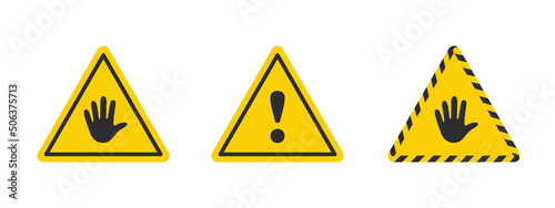 Warning icons. Caution sign explosives liquids or materials. Caution icons set. Vector icons