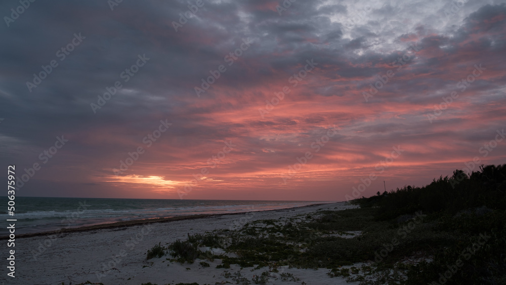 Sunrise on El Cuyo beach, Yucatan
