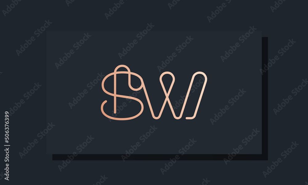 Minimal clip initial letter SW logo
