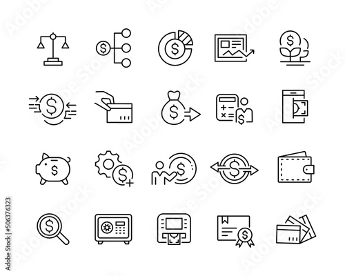 Banking Icons - Vector Line. Editable Stroke. 