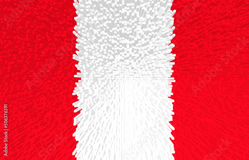 3d illustration of Peruvian flag. The flag of Peru is white and red.