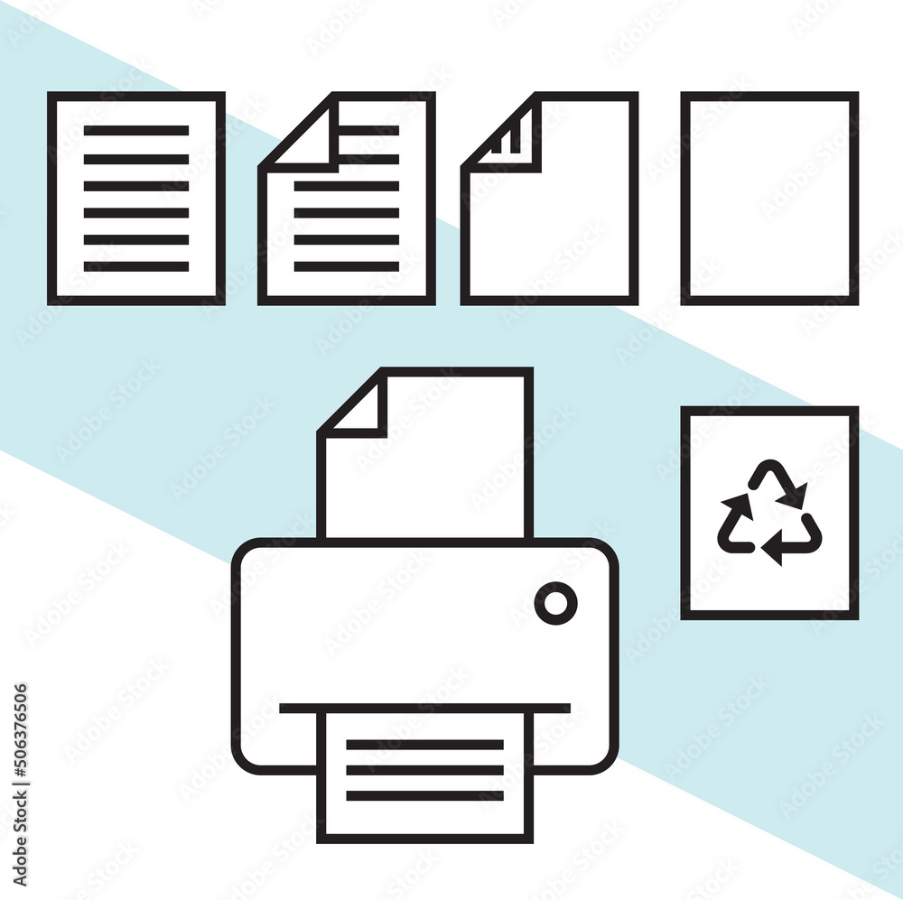 Office printer icons set vector Office printer icons set vector