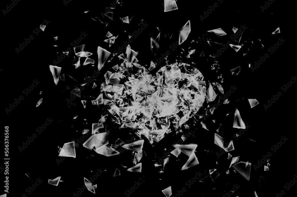 Explosion of glass heart , broken heart Stock Illustration Adobe Stock