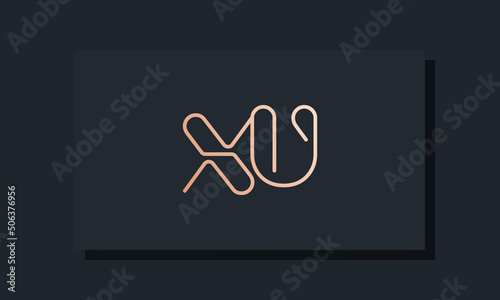 Minimal line art initial letters XU logo photo