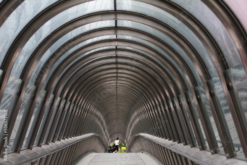 A Pedestrian bridge in La Defense district of Paris.