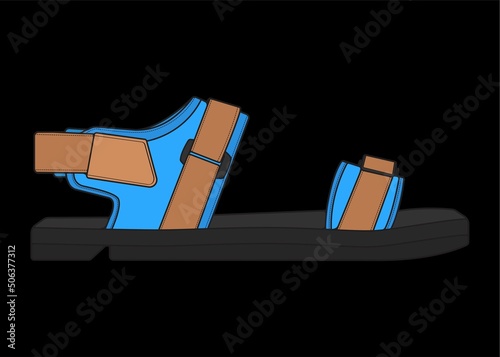 sandal vector illustration with black background . Summer shoe of sandal cartoon.
