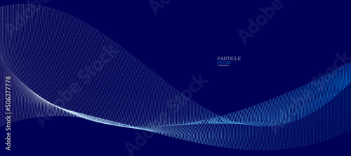 Dark blue airy particles flow vector design, abstract background with wave of flowing dots array, digital futuristic illustration, nano technology theme.