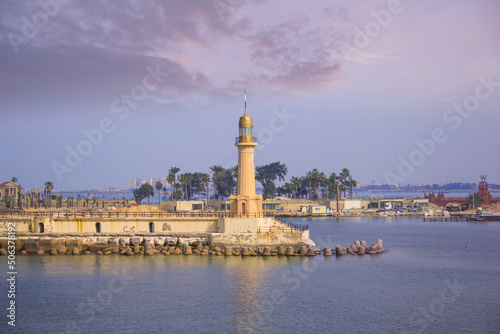 View of the Montaza Lighthouse of Alexandria in Alexandria, Egypt