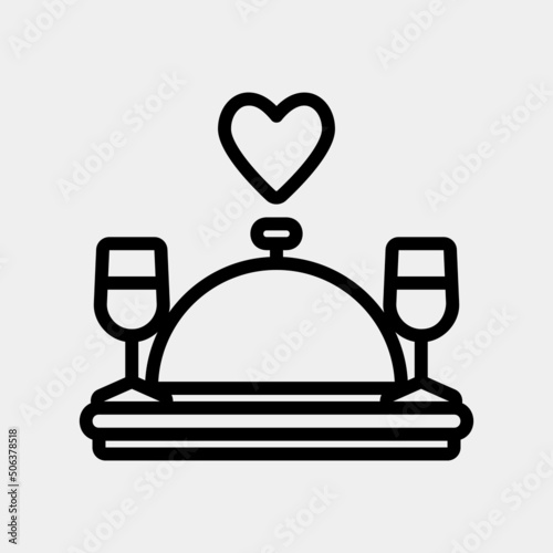 Romantic dinner icon in line style, use for website mobile app presentation