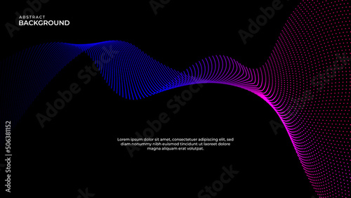 Vector wave light line wavy flowing blue pink color isolated on black background for concept of AI technology, digital, communication, science, music