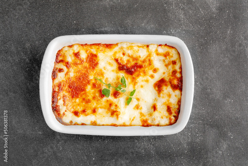 Lasagna with fresh meat stuffing cheese