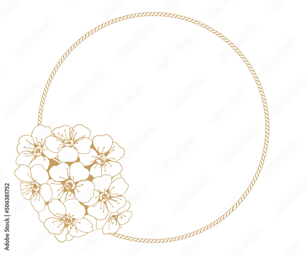 Floral round frame hand drawing design. Vector flower border for invitation or greeting card. Floral round frame hand drawing design. Vector flower border for invitation or greeting card.