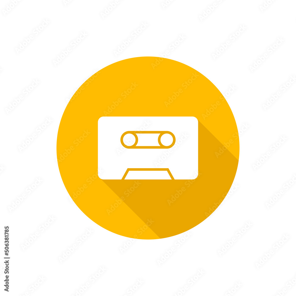 Cassette flat icon with shadow Cassette flat icon with shadow