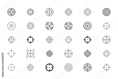 Weapon sight set. Military vactor target collection. Force army icon for game design. photo