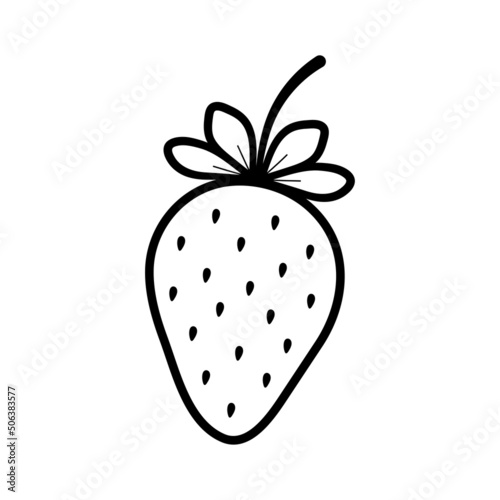 Strawberry. Hand drawn sketch icon of berry. Isolated vector illustration in doodle line style.