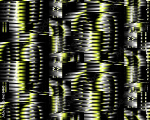 Abstract vector seamless textured poster cyberpunk concept in monochrome tones transitions with glitch effect. Psychedelic background for wall art, wall panel, package, banner, poster, interior. 