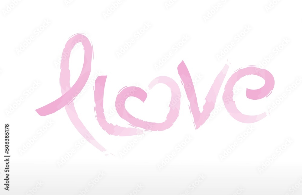 Fototapeta premium Typography Love Ribbon Brush Watercolor Vector