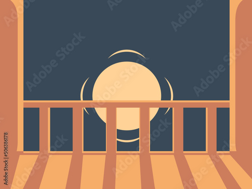 balcony in the moonlight at night