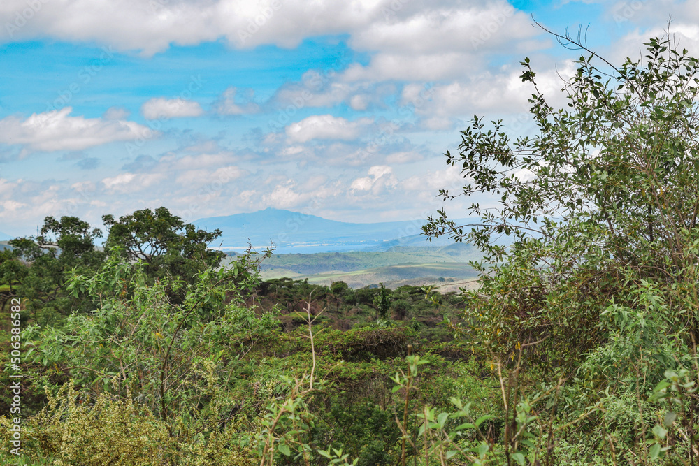 Scenic view of landscapes against sky at Naivasha, Kenya