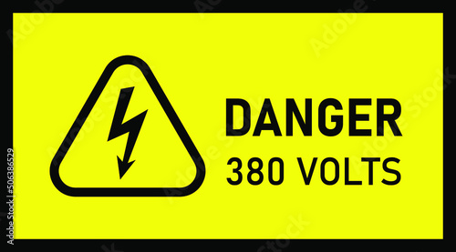 Danger 380 Volts Hazard Warning Signs vector