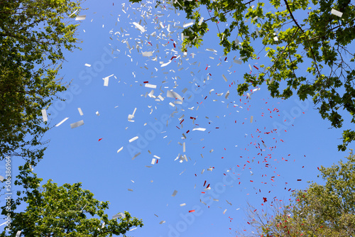 Confetti in the air during a celebration