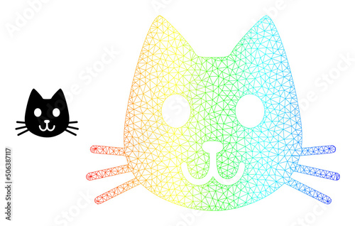 Rainbow vibrant mesh kitty had. Vector model based on kitty had icon. Bright frame mesh icon.