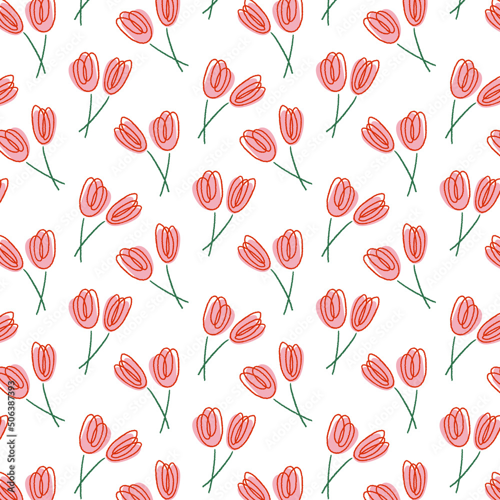 Obraz premium Hand drawn vector illustration of flower pattern. Line art.