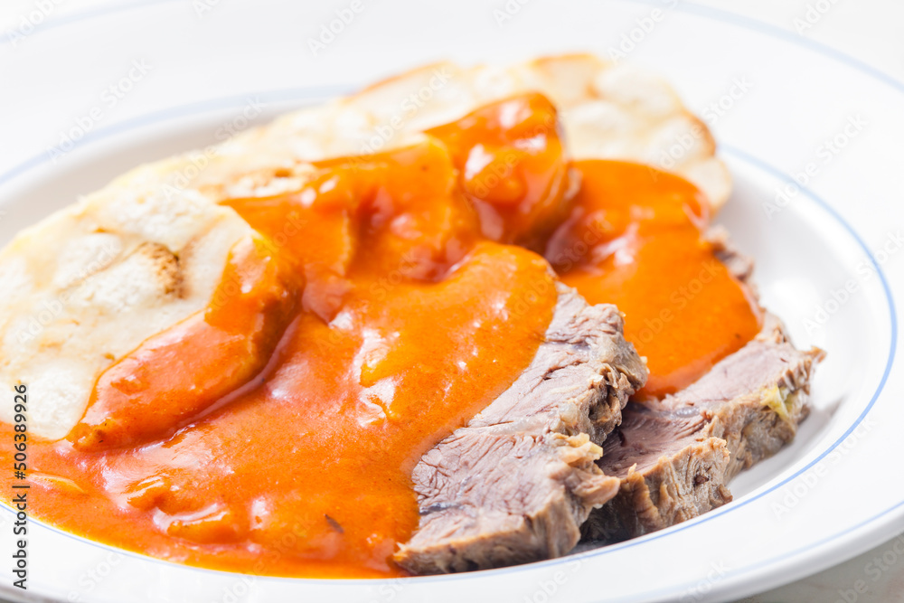 beef meat with tomato sauce with dumplings beef meat with tomato sauce with dumplings