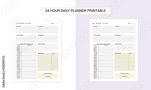 24 Hour Daily Planner Printable