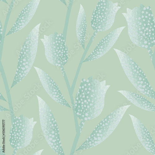 seamless green abstract flowers pattern background , greeting card or fabric