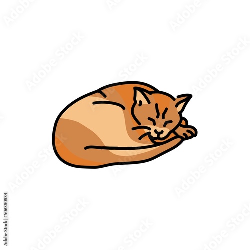 Sleeping cat color line icon. Pictogram for web page