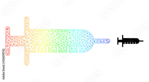 Spectrum vibrant mesh syringe. Vector model created from syringe icon. Vibrant carcass mesh icon.