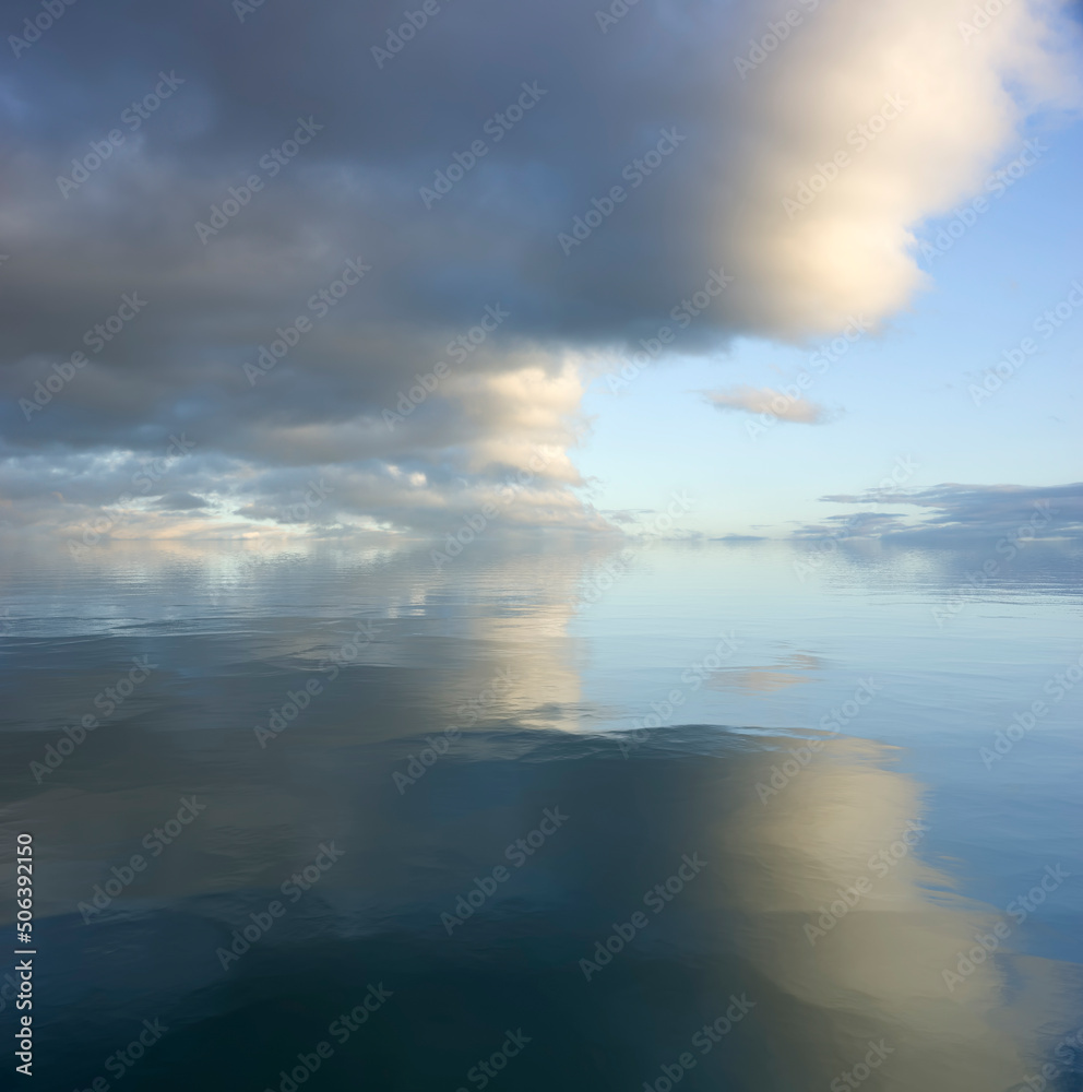 sky and water. a calm landscape of clouds reflecting in the water sky and water. a calm landscape of clouds reflecting in the water