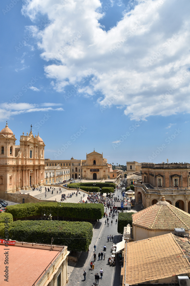 Panoramic view of Noto, city in Sicily, declared a World Heritage Site by UNESCO.