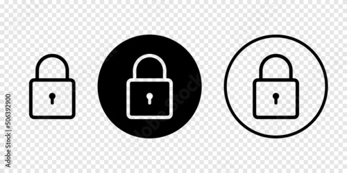 Lock icons isolated on transparent background