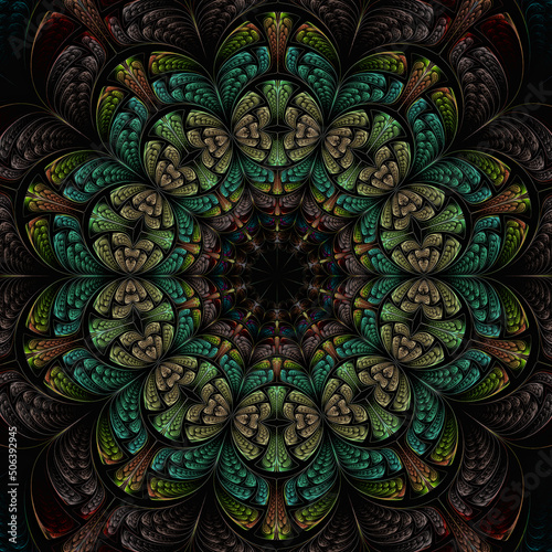 3d effect - abstract polygonal floral fractal graphic