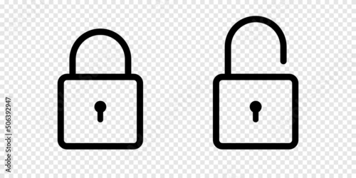 Lock icons isolated on transparent background