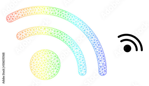 Spectrum vibrant mesh Wi-Fi access point. Vector model is created from Wi-Fi access point icon. Colorful carcass mesh icon.