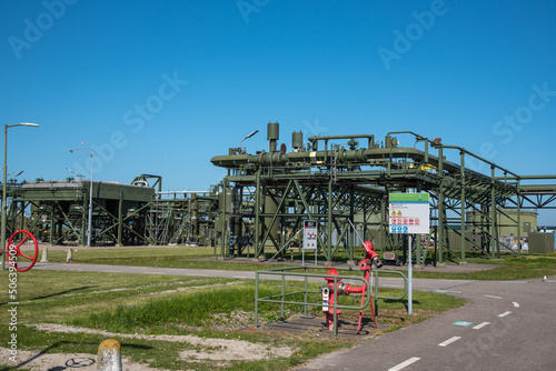 Den Helder, Netherlands, May 2022. Gas installations in industrial area near Den helder.