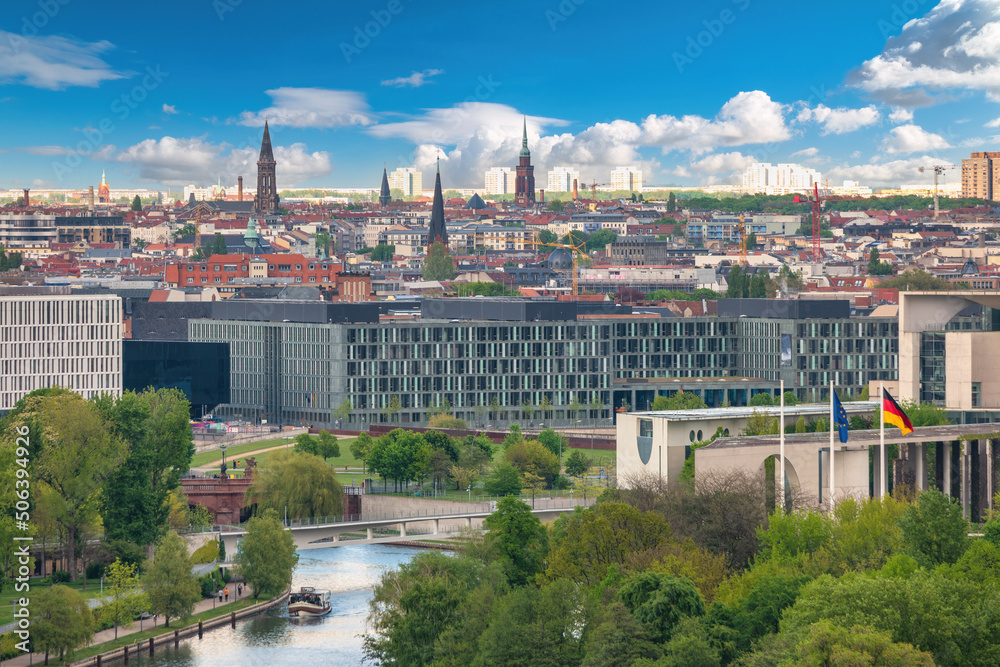 Berlin Germany, high angle view city skyline of Berlin with Tier Garden and Spree River