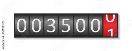 Electric counter. Electric meter with numbers. Display of odometer. Counter of kilowatt energy. Dial with watt. Icon for gauge of device. Gauge panel. Vector