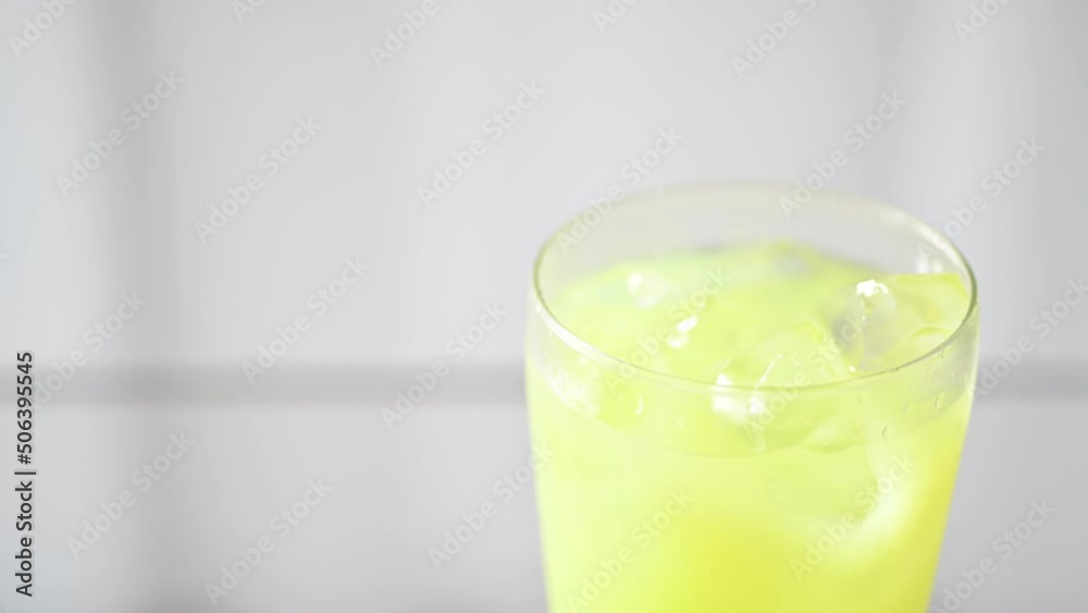 Melon soda topped with ice cream Melon soda topped with ice cream