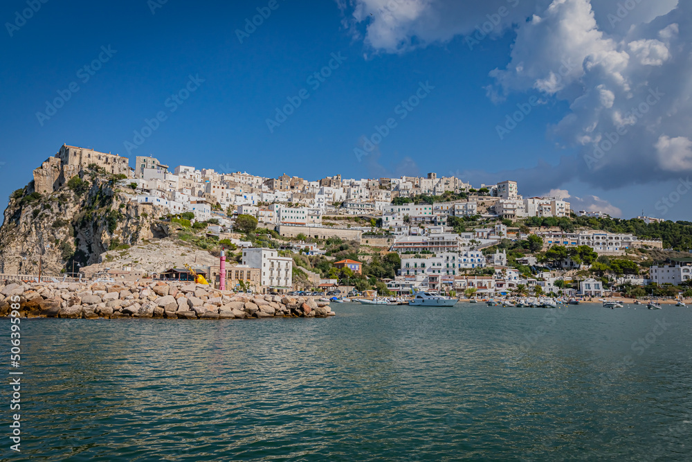 Naklejka premium Peschici is a town and comune in the province of Foggia in the Apulia region of southeast Italy