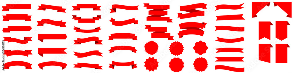 Flat vector ribbon vector icon set. banners illustration sign collection. tag symbol or logo.